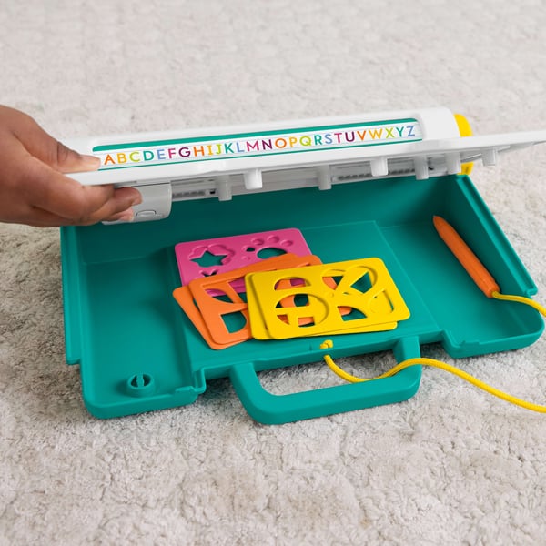Fisher-Price Learn & Doodle Desk, kladdfri skriv- och ritplatta med LCD-skärm för barn