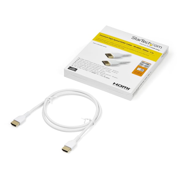 StarTech.com RHDMM1MPW HDMI-kabel (4K 60Hz, 1 m, High Speed, HDMI 2.0, TPE-kabel, med Ethernet, robust