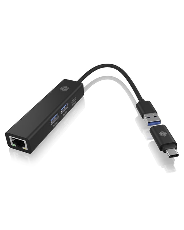 ICY BOX IB-HUB1439-LAN Kabel USB 3.2 Gen 1 (3.1 Gen 1) Type-A Svart