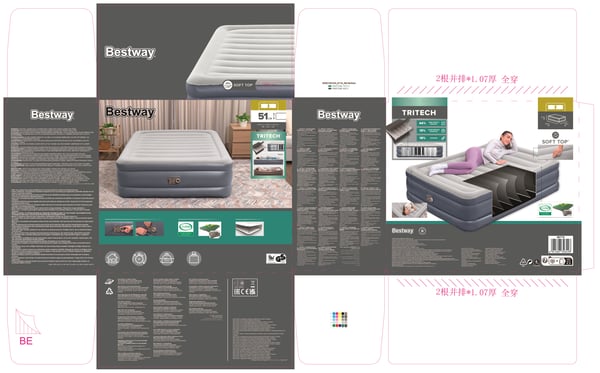 Bestway 6713I / 23 luftmadrass Dubbelmadrass Grå Unisex