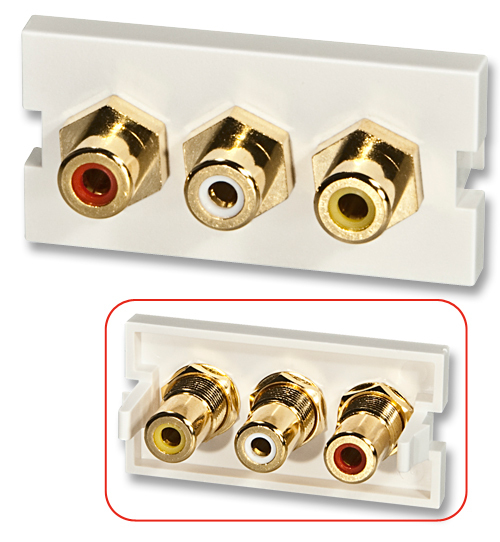 Lindy 3 x Phono Snap-in Block 3xRCA Valkoinen
