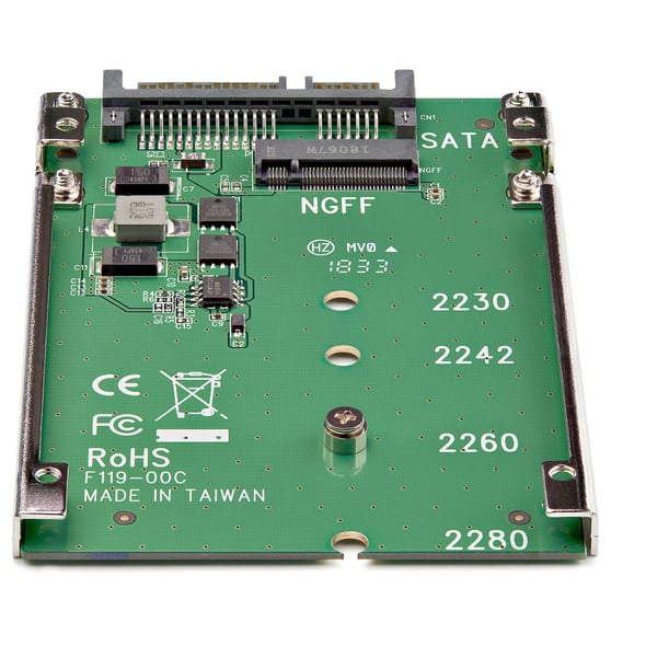 StarTech.com M.2 SATA SSD till 2,5-tums SATA-adapter, M.2 NGFF till SATA-omvandlare, fäste med öppen ram, 7 mm högt, M2-hårddiskadapter - ej kompatibel med NVMe