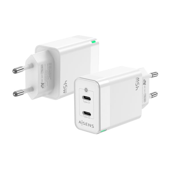 AISENS ASCH-45W2P005-W mobilladdare Universal Vit AC Snabb laddning inomhus