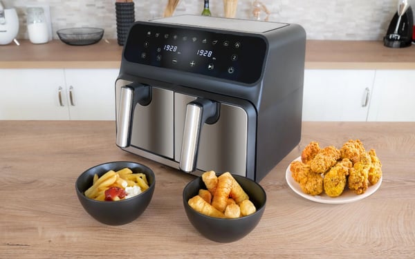 Unold 58685 rasvakeitin Kaksois 8 L Erillinen 1700 W Kuumakiertoilmakypsennin Musta, Harmaa