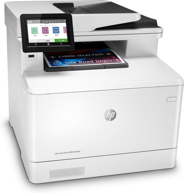 HP Color LaserJet Pro MFP M479fdw, Farve, Printer til Udskriv, kopiér, scan, fax, og send e-mail, Scan til e-mail/PDF; Tosidet udskrivning; 50-arks ukrøllet ADF