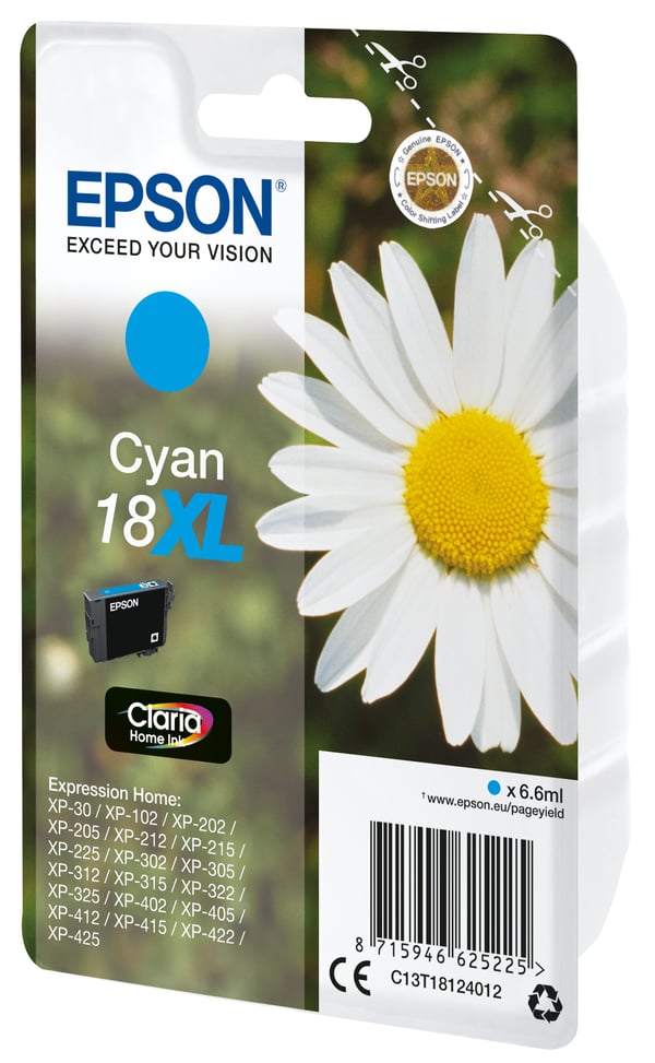 Epson Daisy 18XL Päivänkakkara Claria Home, yksittäispakkaus, syaani muste