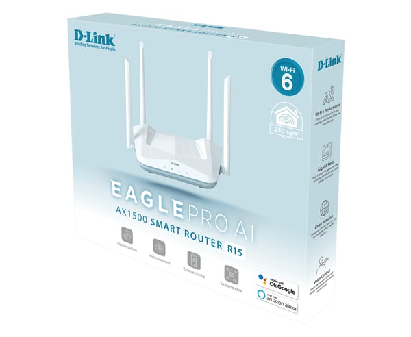 D-Link R15 trådløs router Gigabit Ethernet Dual-band (2,4 GHz / 5 GHz) Hvid