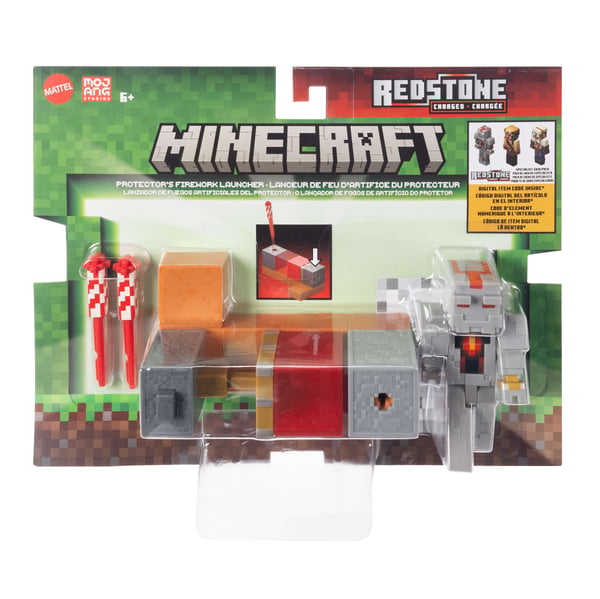 Minecraft Protector-fyrværkerisæt med actionfigur og tilbehør, samlerobjekt, 8,3 cm