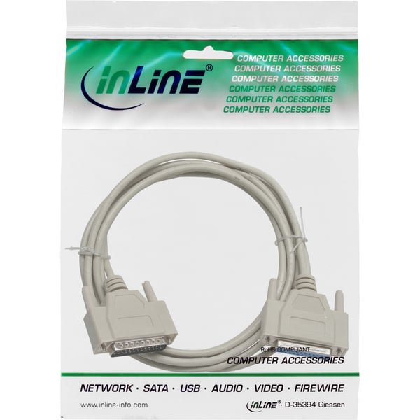 InLine 11424M seriella kablar Beige 3 m DB25M DB25F