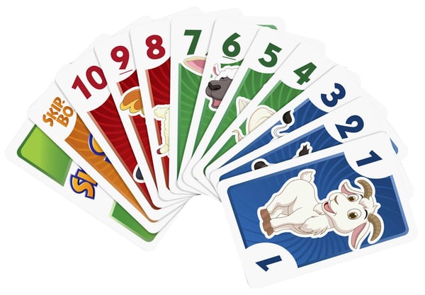 Mattel Games Skip-Bo Junior, kortspel med 112 kort och två spelnivåer för barn som är 5 år och äldre