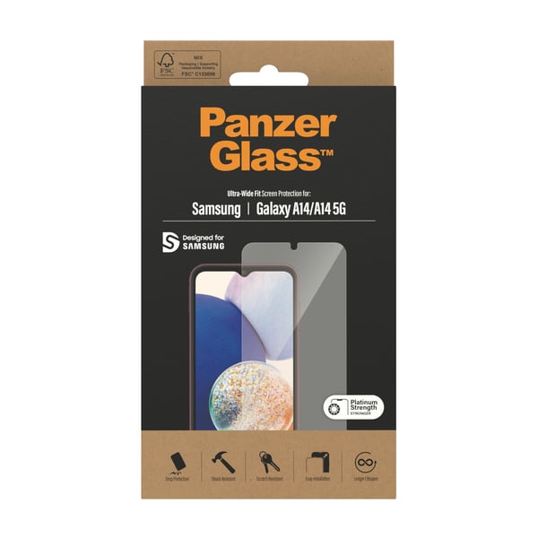 PanzerGlass ® Skærmbeskyttelse Samsung Galaxy A14 | A14 5G | Ultra-Wide Fit