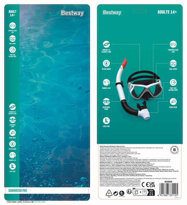 Bestway 24069 / 23 dykkemaske Hærdet glas Forskellige farver Voksen