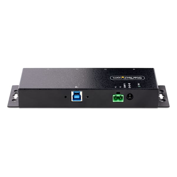 StarTech.com Industriell USB 3.0 5 Gbps-hubb med 4 portar. Robust USB-hubb med ESD- och överspänningsskydd. DIN-, vägg- eller skrivbordsmonterbar USB-A-hubb. USB-expander med låsbara portar, kraftig