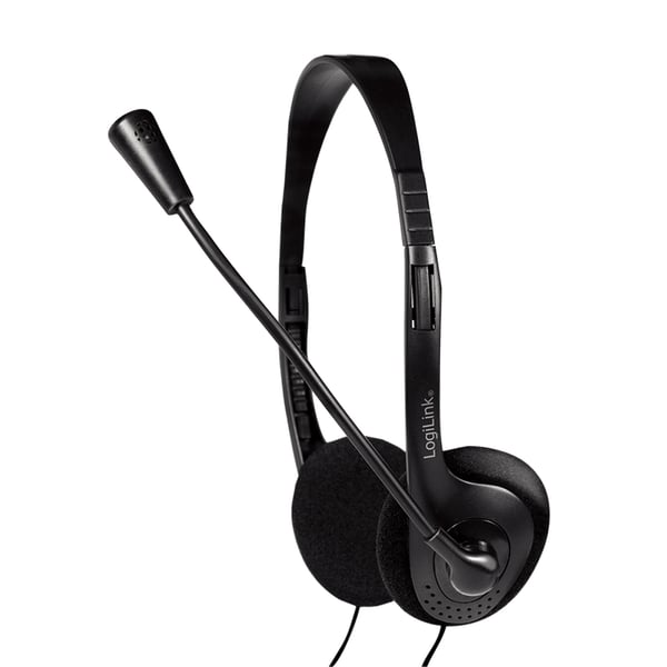 LogiLink HS0052 hörlur och headset Kabel Huvudband Kontor/callcenter Svart
