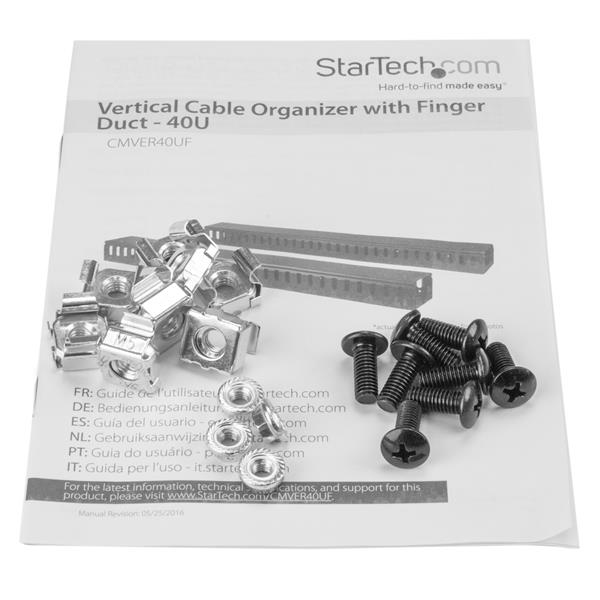 StarTech.com Vertikal kabelorganiserare med fingerkanaler - 0U - 1,8 m