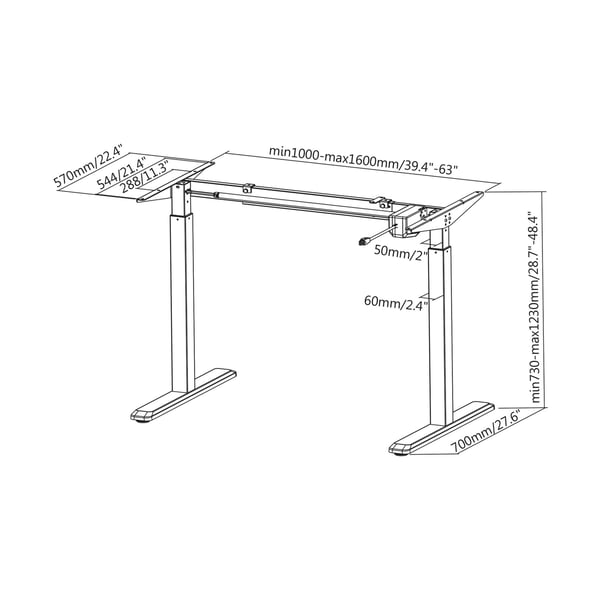 AISENS DF01B-079 stel til skrivebord Elektrisk 2 ben Sort