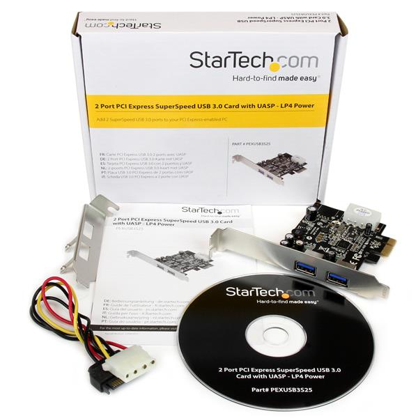 StarTech.com PCI Express (PCIe) SuperSpeed USB 3.0-kortadapter med 2 portar och UASP – LP4-ström