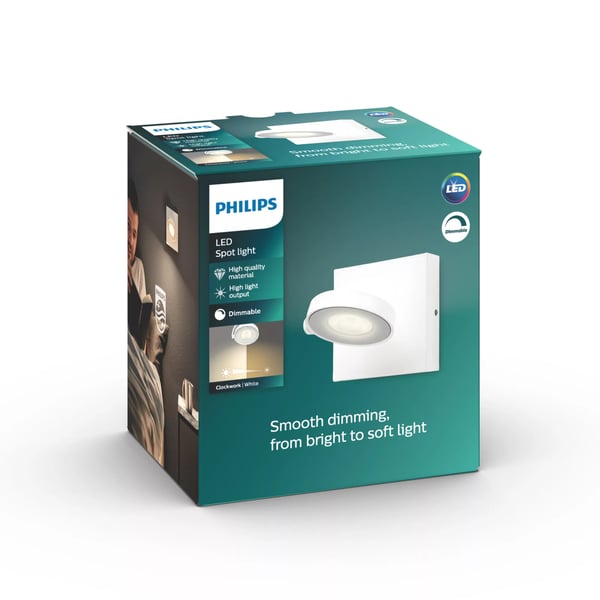 Philips Dimbar LED Clockwork tak-/väggspotlight
