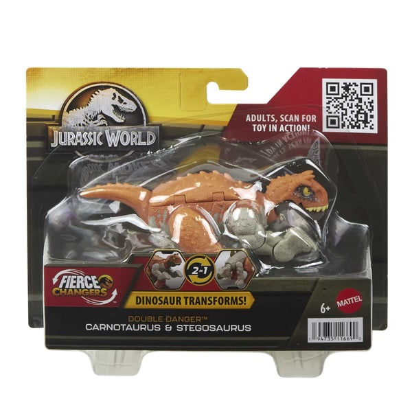 Jurassic World FIERCE CHANGERS DOUBLE DANGER Carnotaurus og stegosaurus