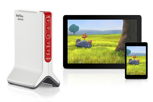 Box FRITZ! 6820 LTE (v3) INT trådløs router Gigabit Ethernet Enkelt band (2,4 GHz) 4G Rød, Hvid