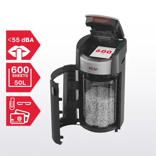 Rexel ShredMax AutoFeed+ 600X makulator P4 krydsmakulering