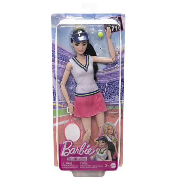 Barbie Barbie-nukke ja tarvikkeita, tenniksenpelaajanukke, ammattinukke, maila ja pallo