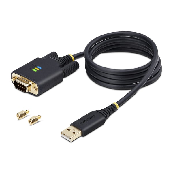StarTech.com 3.3ft (1 m) USB till seriell adapterkabel, COM retention, utbytbara skruvar/muttrar, USB-A till DB9 RS232, FTDI-chip, ESD-skydd, Windows/macOS/Linux