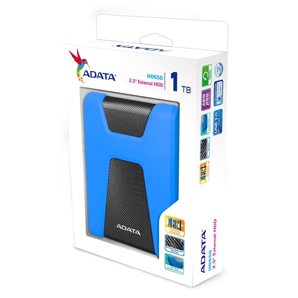 ADATA HD650 externa hårddiskar 1 TB 2.5" Micro-USB B 3.2 Gen 1 (3.1 Gen 1) Blå