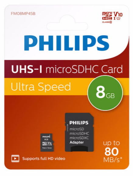 Philips FM08MP45B/00 hukommelseskort 8 GB MicroSDHC UHS-I Klasse 10