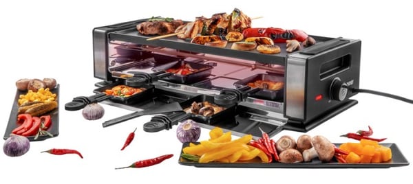 Unold 48730 raclettepannu 8 henkilö(t) 1200 W Musta, Ruostumaton teräs