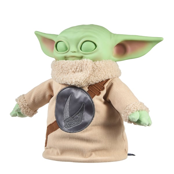 Star Wars The Mandalorian & Grogu -elokuvan Pick-Me-Up Grogu -pehmohahmo, kirjottu kuvio ja vinyylipää