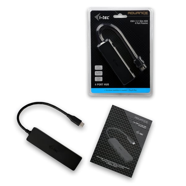 i-tec Advance C31HUB404 gränssnittshubbar USB 3.2 Gen 2 (3.1 Gen 2) Type-C 5000 Mbit/s Svart