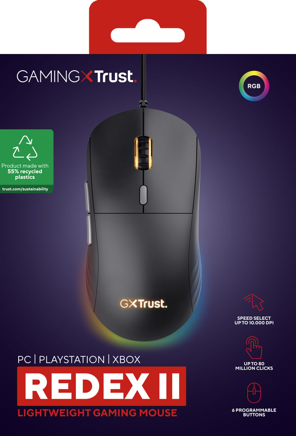Trust GXT 925 REDEX II mus Spil Højre hånd USB Type-A Laser 10000 dpi
