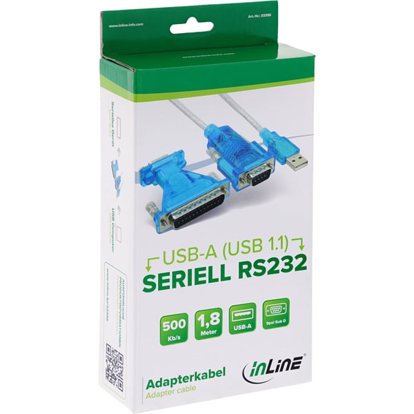 InLine 4043718014699 USB Type-A D-Sub (DB-9) Blå, Transparent, Vit