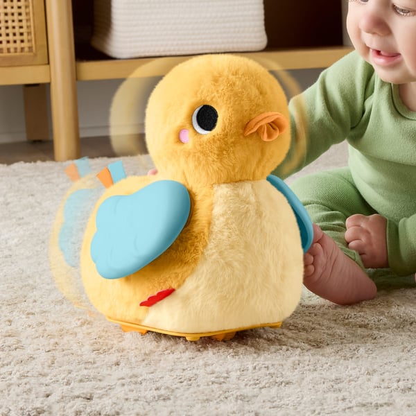 Fisher-Price 4-i-1 Kram och kryp-anka, mjukisdjur med musik för lek på mage och kryplek