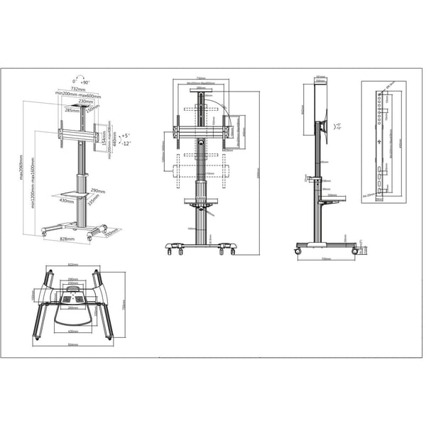 Manhattan 461245 tv-fäste 177,8 cm (70") Svart, Silver