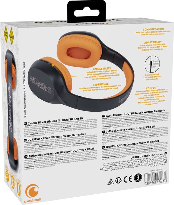 Konix KX JUJUTSU BT HEADPHONES Kuulokkeet Langallinen & langaton Pääpanta Pelaaminen Bluetooth Musta, Oranssi