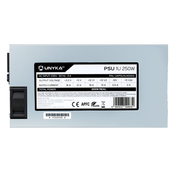 UNYKAch UKPSU1U40004 virtalähdeyksikkö 250 W 20+4 pin ATX Flex ATX Hopea