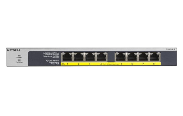 NETGEAR GS108LP Hallitsematon Gigabit Ethernet (10/100/1000) Power over Ethernet -tuki 1U Musta, Harmaa