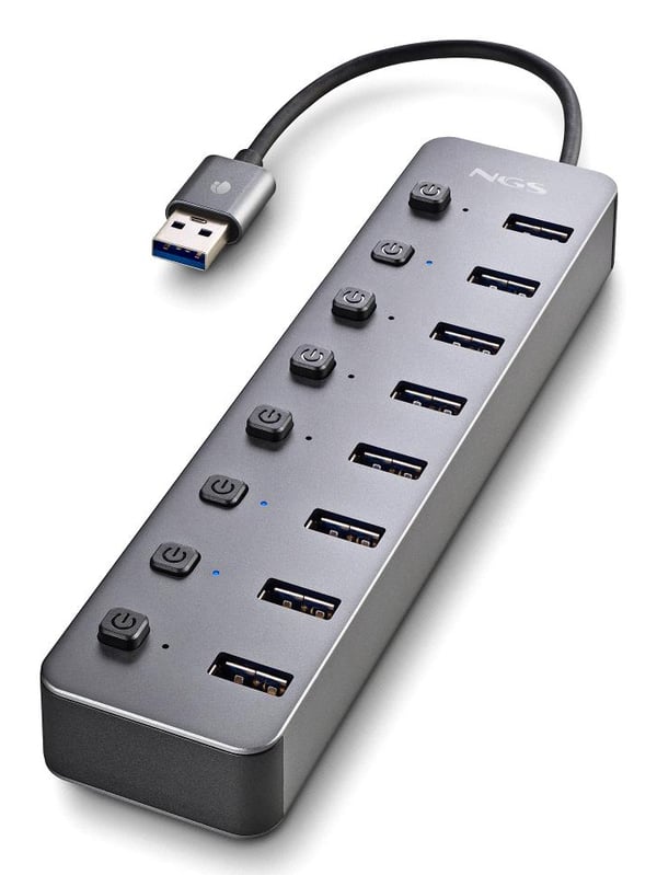 NGS IHUB 8 USB 2.0 Type-A 5000 Mbit/s Grå NGS IHUB 8 USB 2.0 Type-A 5000 Mbit/s Grå