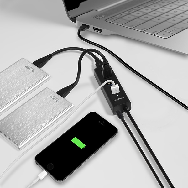 Axagon HUE-S2BP gränssnittshubbar USB 3.2 Gen 1 (3.1 Gen 1) Type-A 5000 Mbit/s Svart