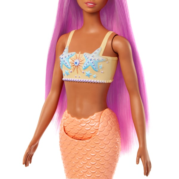 Barbie A Touch of Magic Barbie-sjöjungfrudocka med rosa hår, pastellorange stjärt och hårband