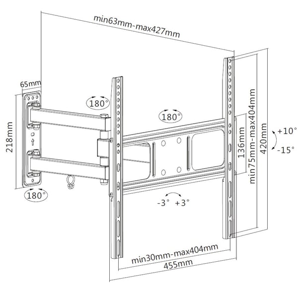 Equip 650341 tv-beslag 139,7 cm (55") Sort