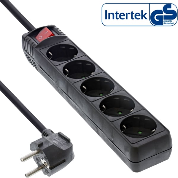 InLine 16451D stikdåse 1,5 m 5 AC stikkontakt(er) Indendørs Sort
