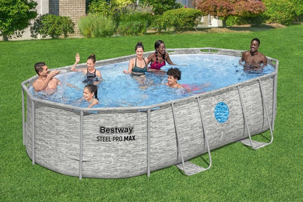 Bestway Power Steel 56946 swimmingpool til over jorden Indrammet pool Oval 10949 L Brun