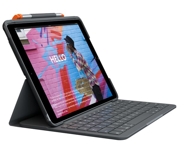 Logitech Slim Folio - Tastatur og folio-cover - trådløs - Bluetooth - QWERTZ - Schweizisk - Grafit -