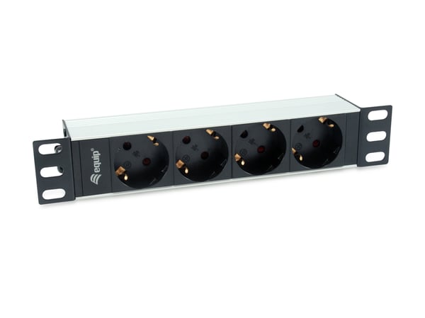 Equip 333311 strømforsyningsenhed (PDU) 4 AC stikkontakt(er) 1U Sort, Sølv