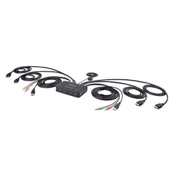 StarTech.com 2-Portars Dual-Monitor HDMI-Kabel KVM-switch, 4K 60Hz, Kompakt KVM med 1,5 m USB-A/HDM