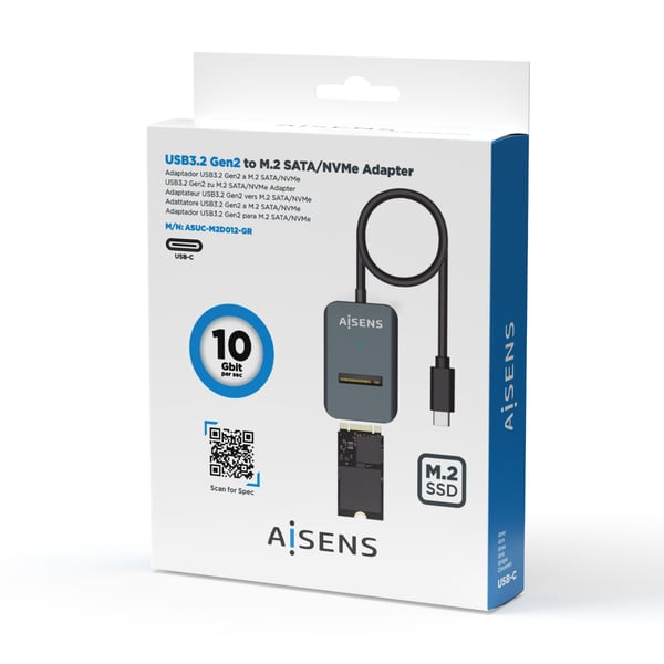 AISENS ASUC-M2D012-GR Hölje för lagringsenheter SSD-inkapsling Grå M.2