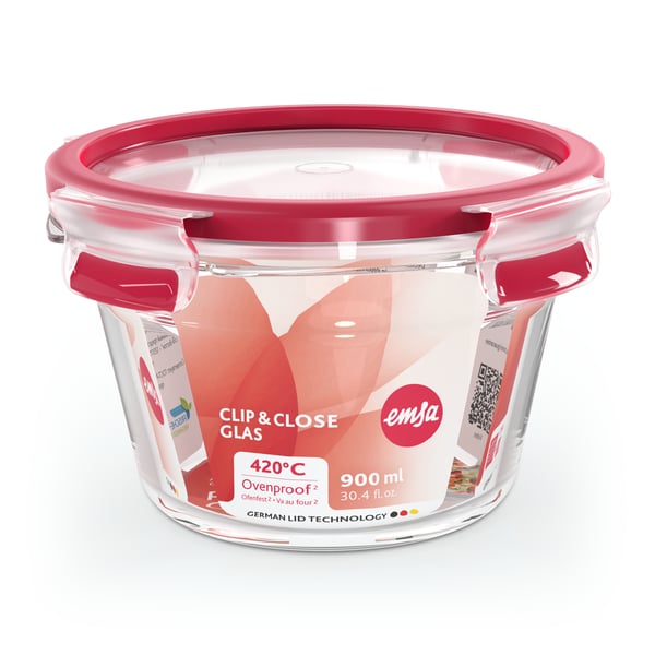 EMSA CLIP & CLOSE N10404 Rund Kasse 0,9 L Transparent 1 stk